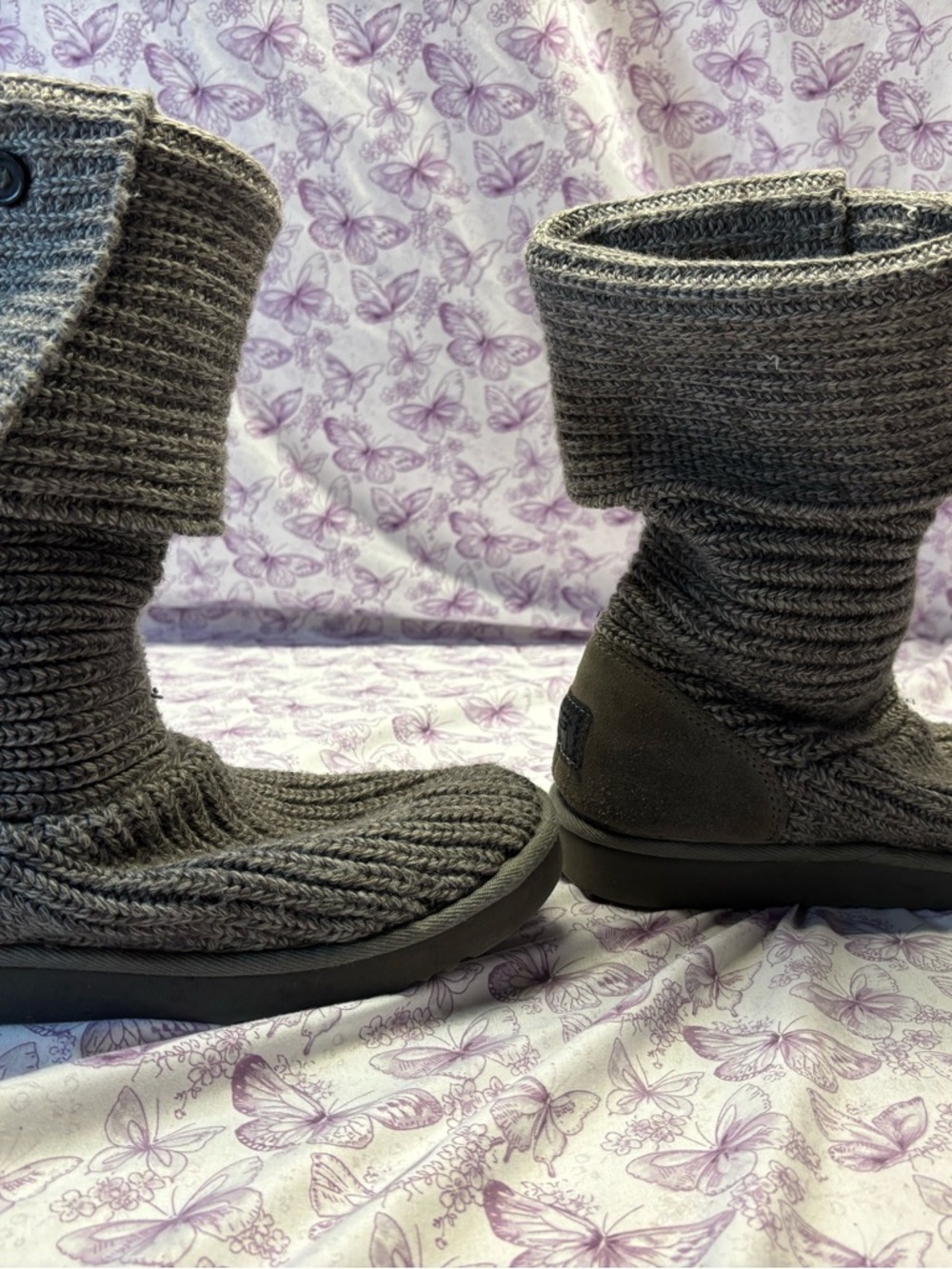 🌀UGG Classic Cardy Knit Gray Boots - Picture 5 of 6